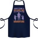 Dad With Two Daughters Funny Fathers Day Cotton Apron 100% Organic Navy Blue