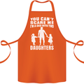 Dad With Two Daughters Funny Fathers Day Cotton Apron 100% Organic Orange