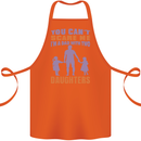 Dad With Two Daughters Funny Fathers Day Cotton Apron 100% Organic Orange