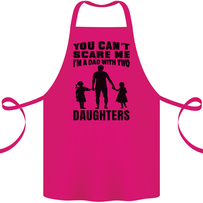 Dad With Two Daughters Funny Fathers Day Cotton Apron 100% Organic Pink