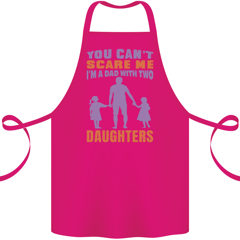 Dad With Two Daughters Funny Fathers Day Cotton Apron 100% Organic Pink