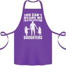 Dad With Two Daughters Funny Fathers Day Cotton Apron 100% Organic Purple