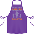 Dad With Two Daughters Funny Fathers Day Cotton Apron 100% Organic Purple