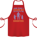 Dad With Two Daughters Funny Fathers Day Cotton Apron 100% Organic Red
