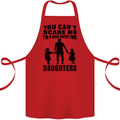 Dad With Two Daughters Funny Fathers Day Cotton Apron 100% Organic Red