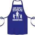 Dad With Two Daughters Funny Fathers Day Cotton Apron 100% Organic Royal Blue