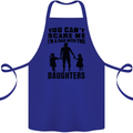 Dad With Two Daughters Funny Fathers Day Cotton Apron 100% Organic Royal Blue