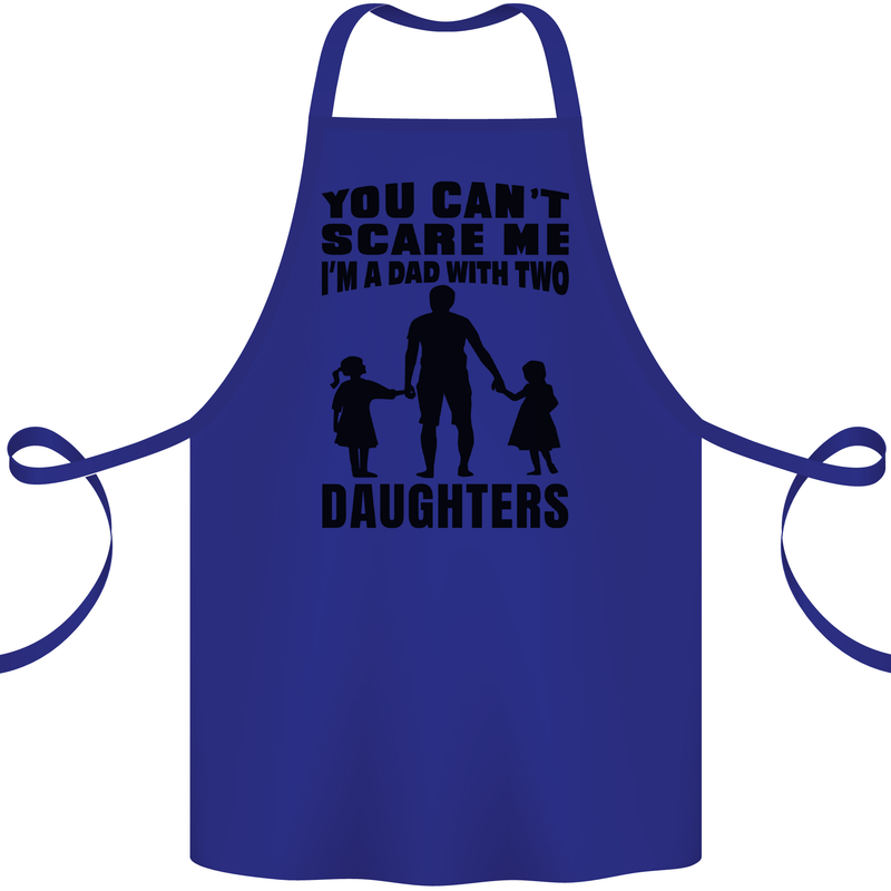 Dad With Two Daughters Funny Fathers Day Cotton Apron 100% Organic Royal Blue