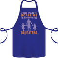 Dad With Two Daughters Funny Fathers Day Cotton Apron 100% Organic Royal Blue