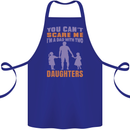 Dad With Two Daughters Funny Fathers Day Cotton Apron 100% Organic Royal Blue