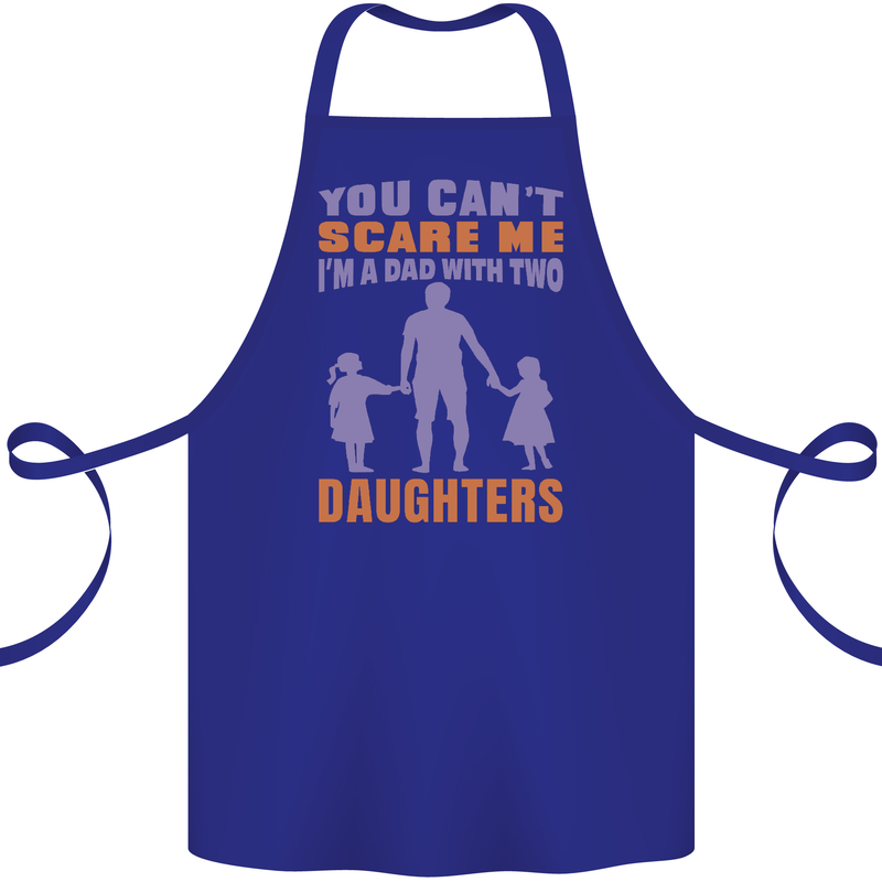 Dad With Two Daughters Funny Fathers Day Cotton Apron 100% Organic Royal Blue