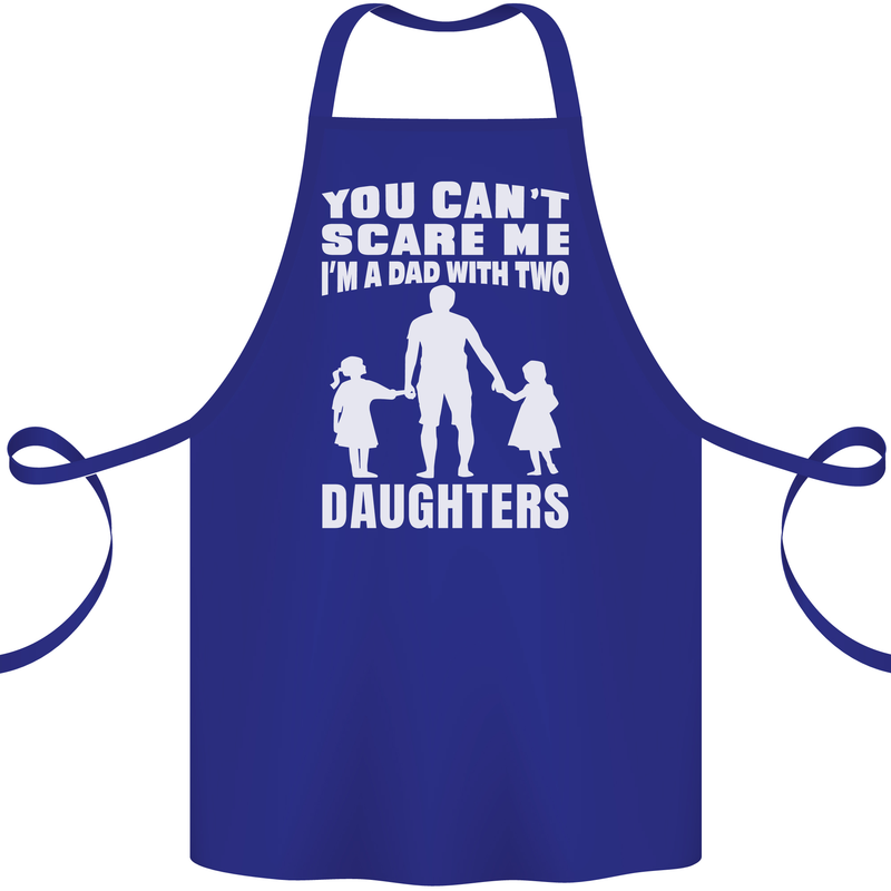 Dad With Two Daughters Funny Fathers Day Cotton Apron 100% Organic Royal Blue