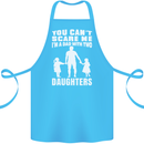Dad With Two Daughters Funny Fathers Day Cotton Apron 100% Organic Turquoise