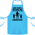 Dad With Two Daughters Funny Fathers Day Cotton Apron 100% Organic Turquoise