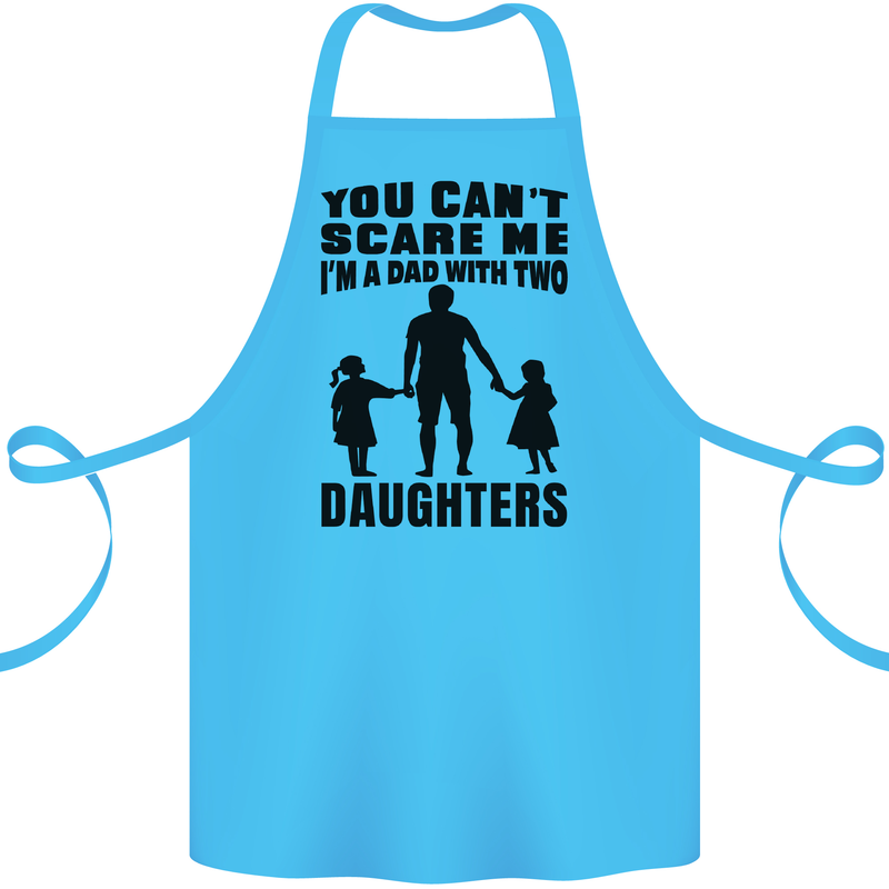 Dad With Two Daughters Funny Fathers Day Cotton Apron 100% Organic Turquoise