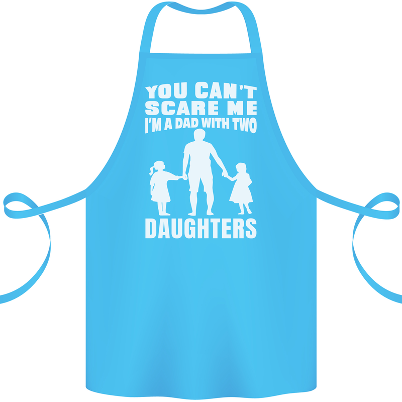 Dad With Two Daughters Funny Fathers Day Cotton Apron 100% Organic Turquoise