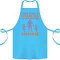Dad With Two Daughters Funny Fathers Day Cotton Apron 100% Organic Turquoise