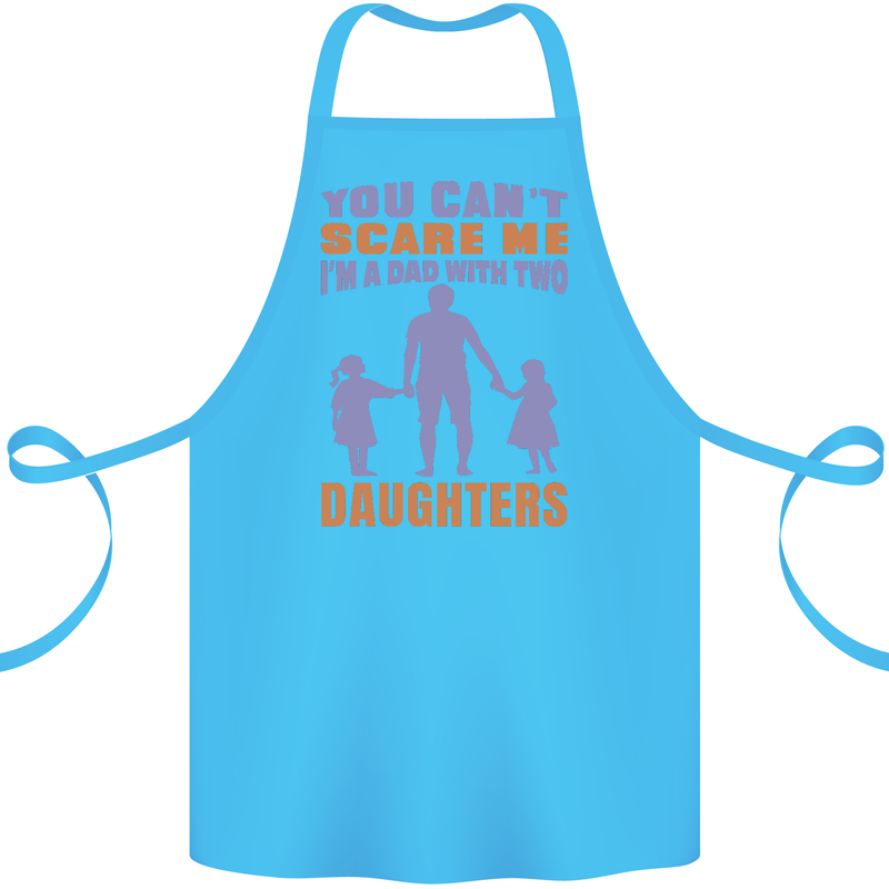 Dad With Two Daughters Funny Fathers Day Cotton Apron 100% Organic Turquoise