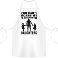 Dad With Two Daughters Funny Fathers Day Cotton Apron 100% Organic White