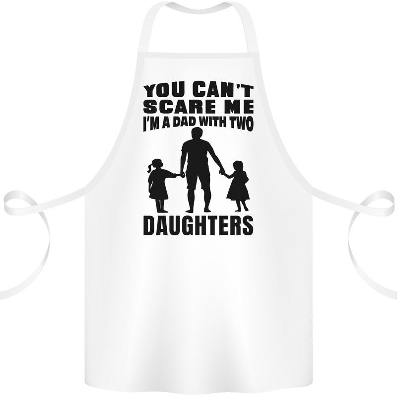 Dad With Two Daughters Funny Fathers Day Cotton Apron 100% Organic White