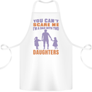 Dad With Two Daughters Funny Fathers Day Cotton Apron 100% Organic White