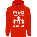 Dad With Two Daughters Funny Fathers Day Mens 80% Cotton Hoodie Bright Red