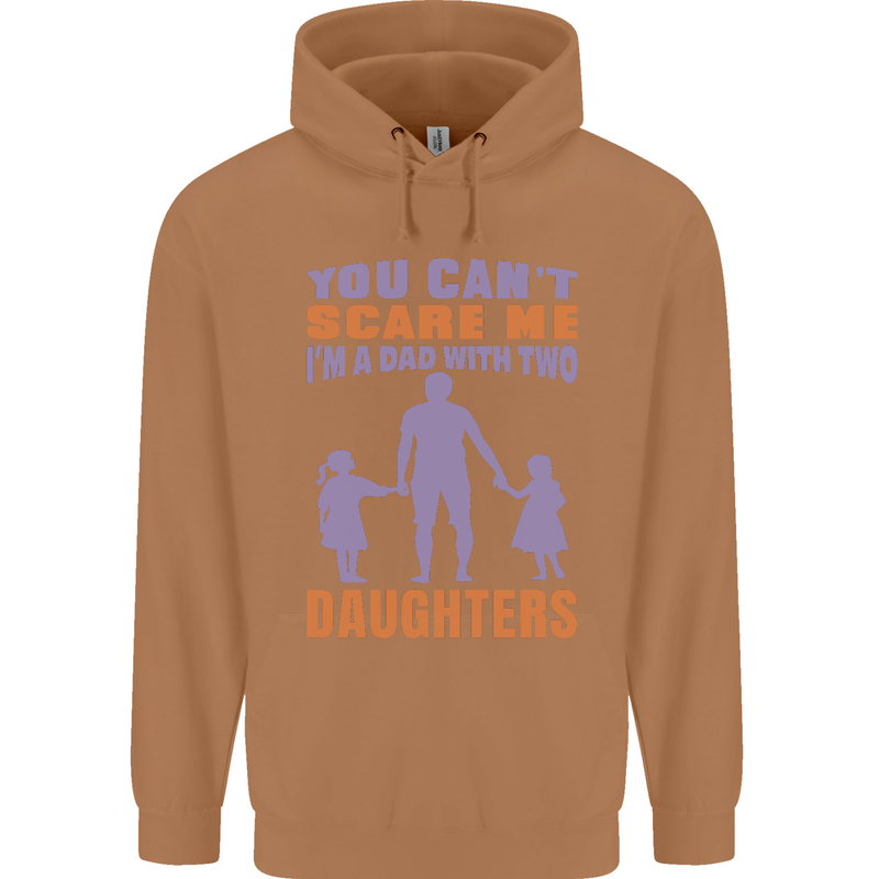 Dad With Two Daughters Funny Fathers Day Mens 80% Cotton Hoodie Caramel Latte