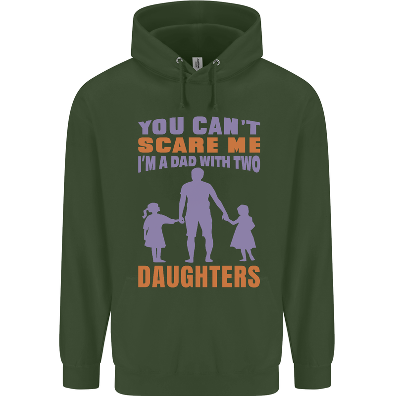 Dad With Two Daughters Funny Fathers Day Mens 80% Cotton Hoodie Forest Green