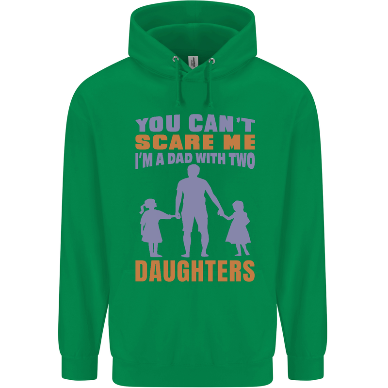 Dad With Two Daughters Funny Fathers Day Mens 80% Cotton Hoodie Irish Green