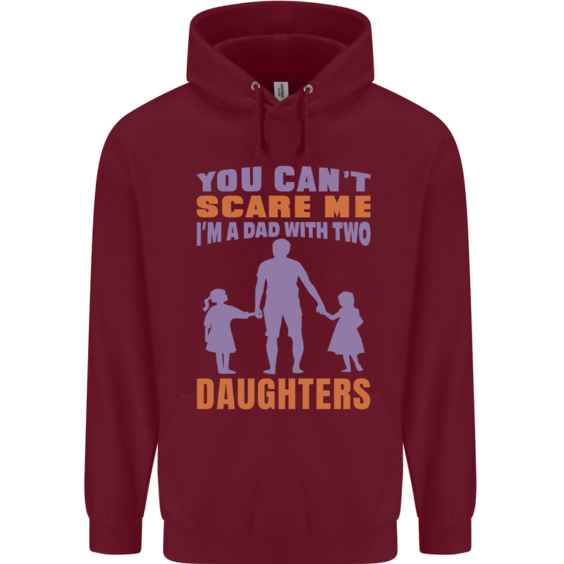 Dad With Two Daughters Funny Fathers Day Mens 80% Cotton Hoodie Maroon