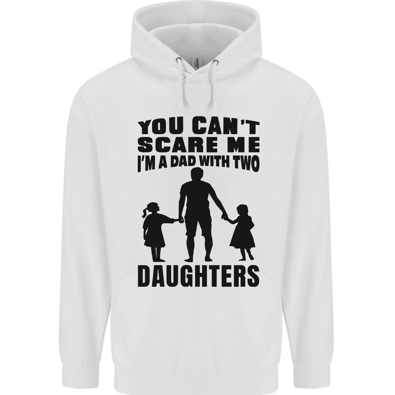 Dad With Two Daughters Funny Fathers Day Mens 80% Cotton Hoodie White