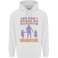 Dad With Two Daughters Funny Fathers Day Mens 80% Cotton Hoodie White