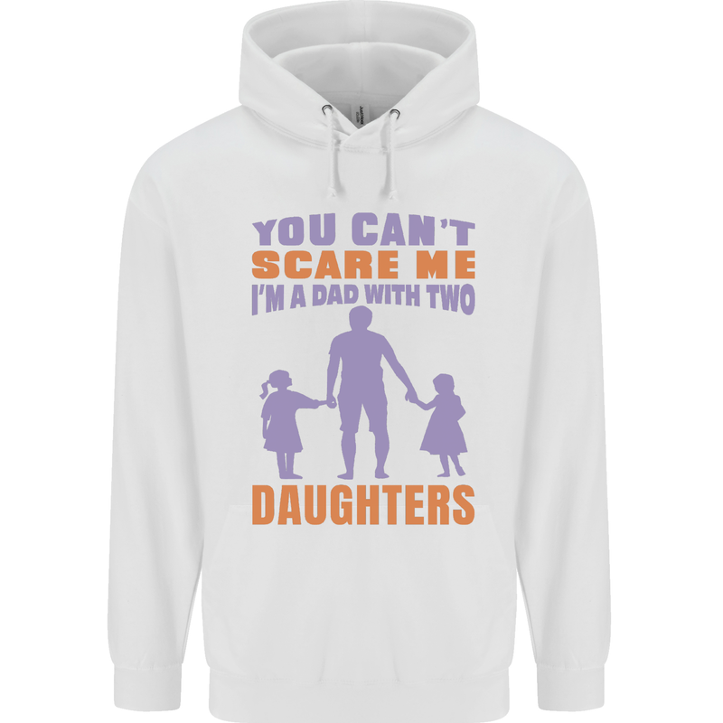 Dad With Two Daughters Funny Fathers Day Mens 80% Cotton Hoodie White