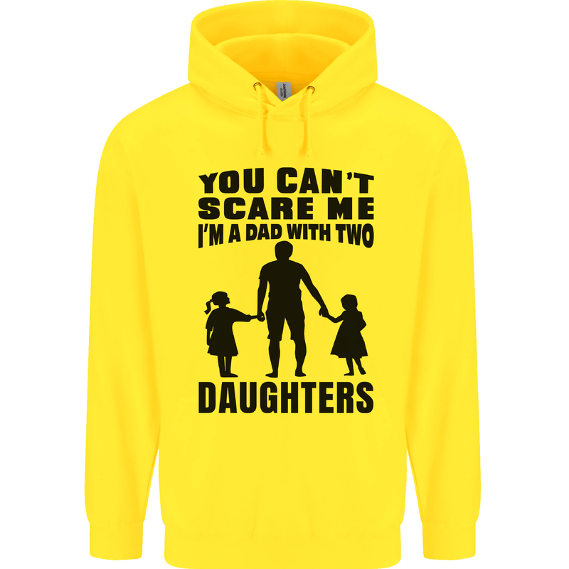 Dad With Two Daughters Funny Fathers Day Mens 80% Cotton Hoodie Yellow