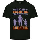 Dad With Two Daughters Funny Fathers Day Mens Cotton T-Shirt Tee Top Black