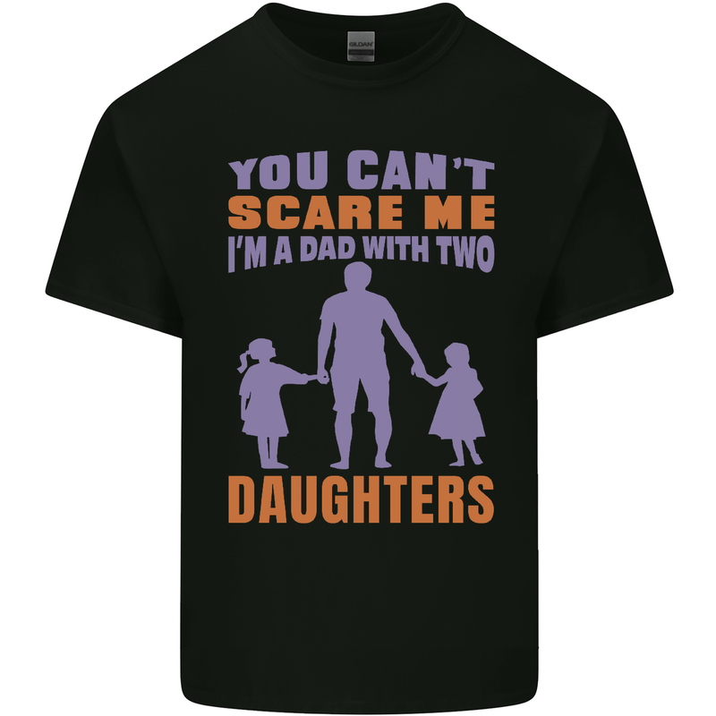 Dad With Two Daughters Funny Fathers Day Mens Cotton T-Shirt Tee Top Black