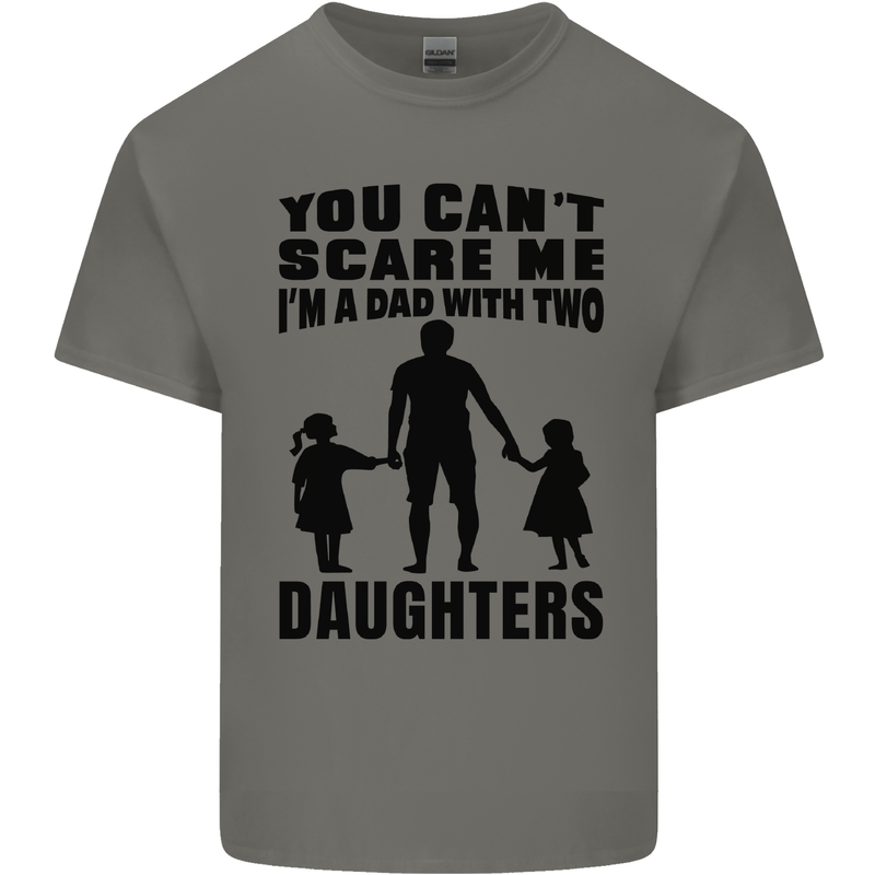 Dad With Two Daughters Funny Fathers Day Mens Cotton T-Shirt Tee Top Charcoal