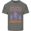 Dad With Two Daughters Funny Fathers Day Mens Cotton T-Shirt Tee Top Charcoal