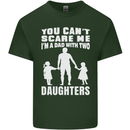 Dad With Two Daughters Funny Fathers Day Mens Cotton T-Shirt Tee Top Forest Green