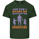 Dad With Two Daughters Funny Fathers Day Mens Cotton T-Shirt Tee Top Forest Green