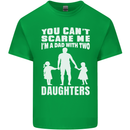 Dad With Two Daughters Funny Fathers Day Mens Cotton T-Shirt Tee Top Irish Green