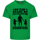 Dad With Two Daughters Funny Fathers Day Mens Cotton T-Shirt Tee Top Irish Green