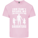 Dad With Two Daughters Funny Fathers Day Mens Cotton T-Shirt Tee Top Light Pink