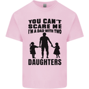 Dad With Two Daughters Funny Fathers Day Mens Cotton T-Shirt Tee Top Light Pink