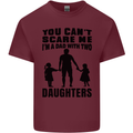 Dad With Two Daughters Funny Fathers Day Mens Cotton T-Shirt Tee Top Maroon