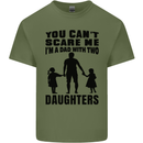 Dad With Two Daughters Funny Fathers Day Mens Cotton T-Shirt Tee Top Military Green