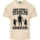 Dad With Two Daughters Funny Fathers Day Mens Cotton T-Shirt Tee Top Natural