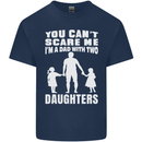 Dad With Two Daughters Funny Fathers Day Mens Cotton T-Shirt Tee Top Navy Blue