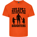 Dad With Two Daughters Funny Fathers Day Mens Cotton T-Shirt Tee Top Orange