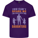 Dad With Two Daughters Funny Fathers Day Mens Cotton T-Shirt Tee Top Purple